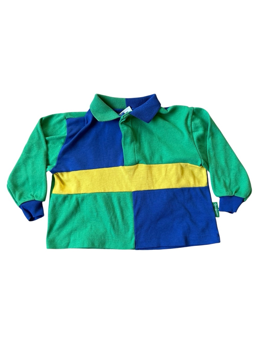 Vintage OshKosh Colorblock Long Sleeve Shirt Baby Boy Size 3T USA Made Polo Logo